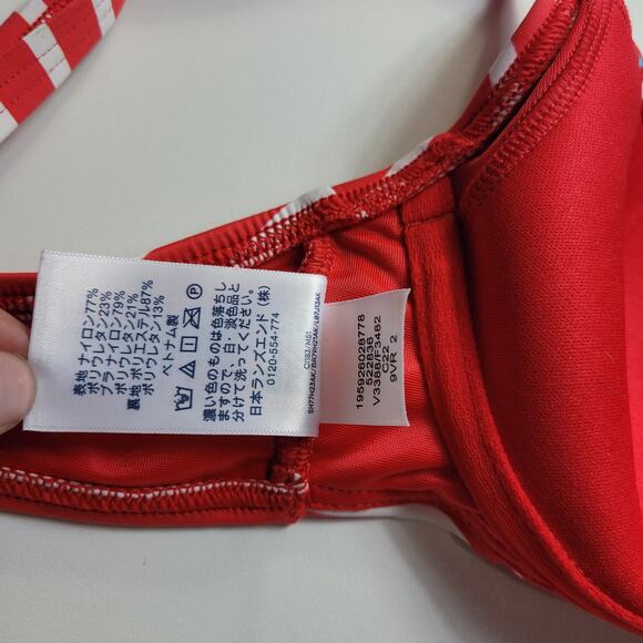 Lands End Star and Stripes Print Red Padded Underwired Swim Suite Top Size 2 - Picture 5 of 7